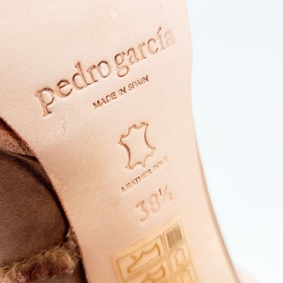 PEDRO GARCIA Pumps Bronze Satin Fringe Chunky Heels Size 38.5 - Picture 7 of 7